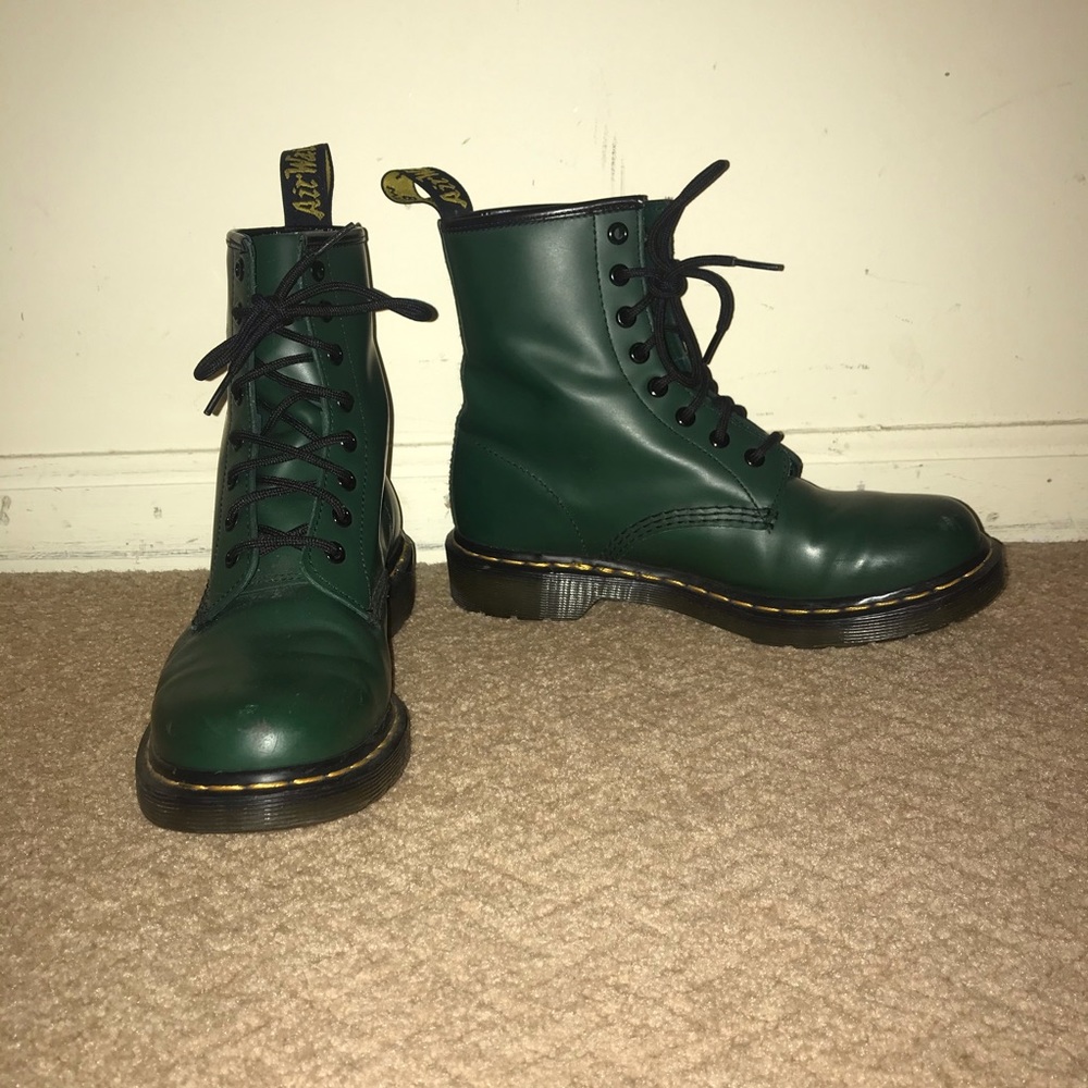Green (broken into!) Doc Martens size 8